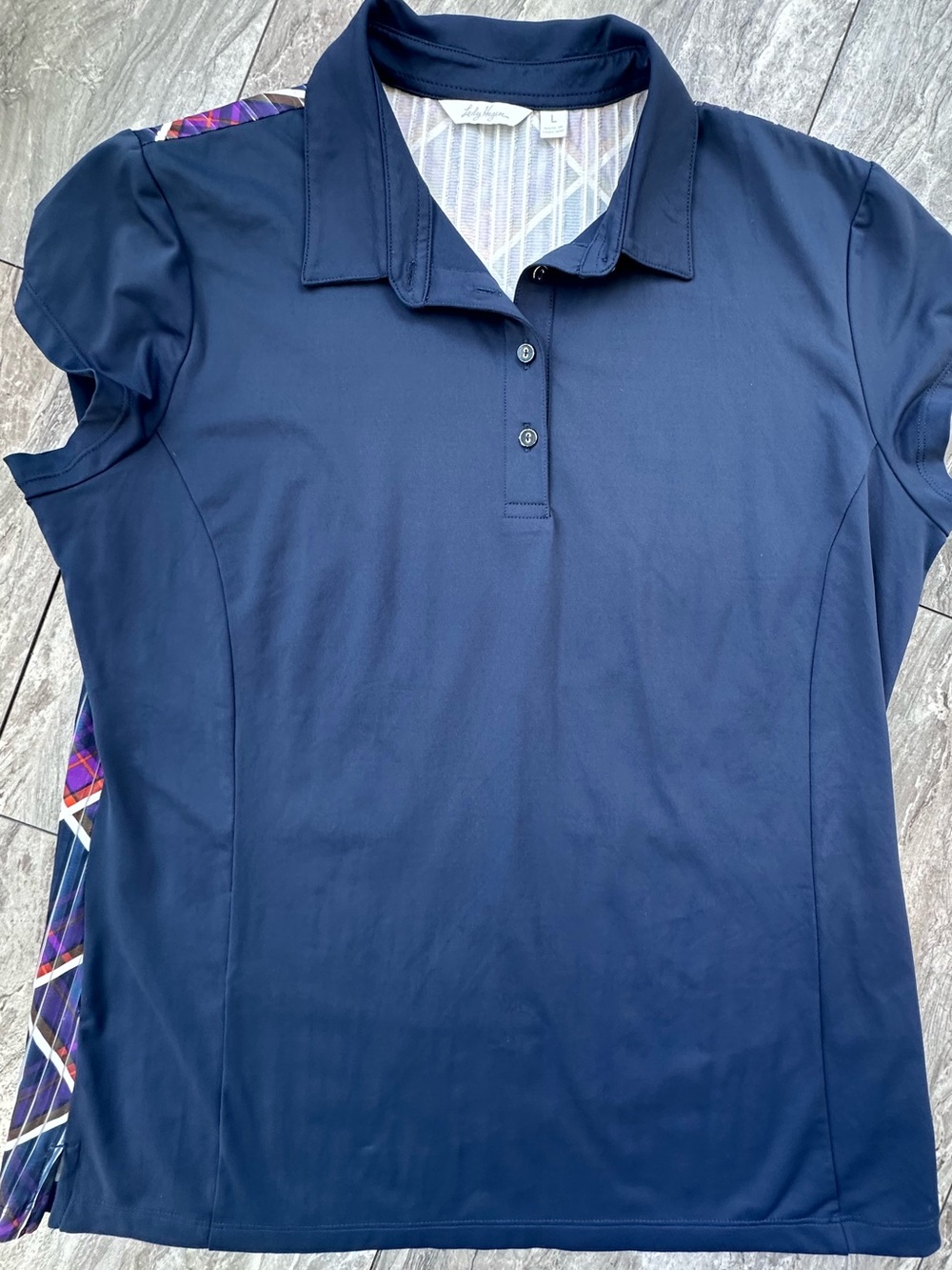Lady Hagen Navy Short-Sleeve Button-Down Polo